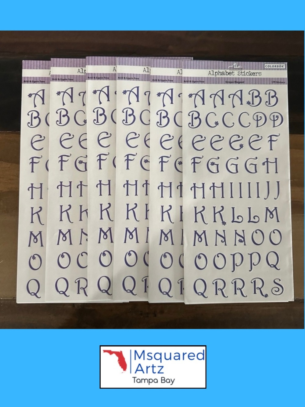 ColorBok Alphabet Stickers Lot of 6 Grape Purple Letter Sheets 3/4 Inch Craft
